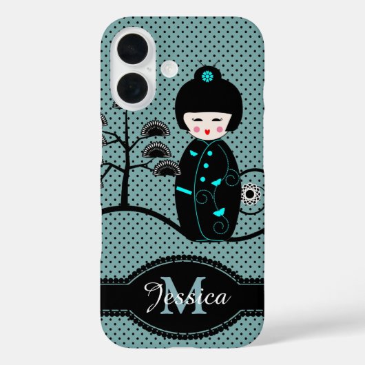 Japanese Doll Polka Dot Personalised Case-Mate iPhone Case (Achterkant)