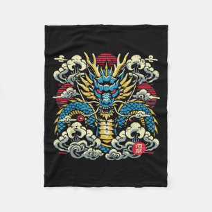 Japanese Dragon Face Clouds  Anime Mannen Wome Fleece Deken