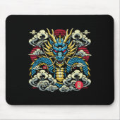 Japanese Dragon Face Clouds Anime Mannen Wome Muismat (Voorkant)