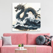 Japanese dragon, Katsushika Hokusai style Canvas Afdruk (Insitu (Woonkamer))