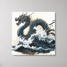 Japanese dragon, Katsushika Hokusai style Canvas Afdruk