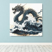 Japanese dragon, Katsushika Hokusai style Canvas Afdruk (Insitu (Houten vloer))