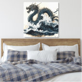 Japanese dragon, Katsushika Hokusai style Canvas Afdruk (Insitu (Slaapkamer))