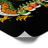 Japanese Dragon Sushi Funny Japanese Food Art Men  Poster (Hoek)