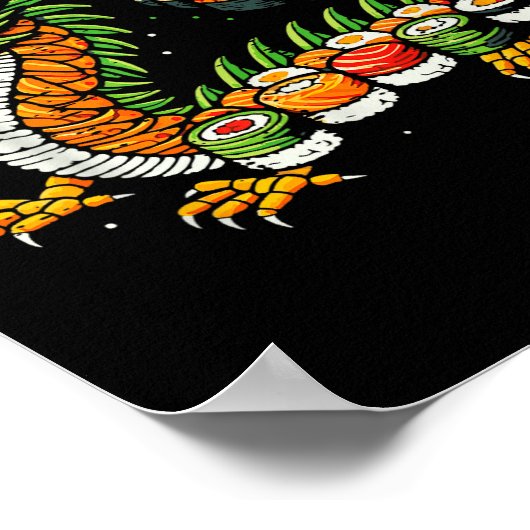 Japanese Dragon Sushi Funny Japanese Food Art Men  Poster (Hoek)