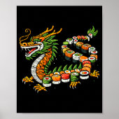 Japanese Dragon Sushi Funny Japanese Food Art Men  Poster (Voorkant)