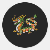 Japanese Dragon Sushi Funny Japanese Food Art Men  Ronde Sticker (Voorkant)