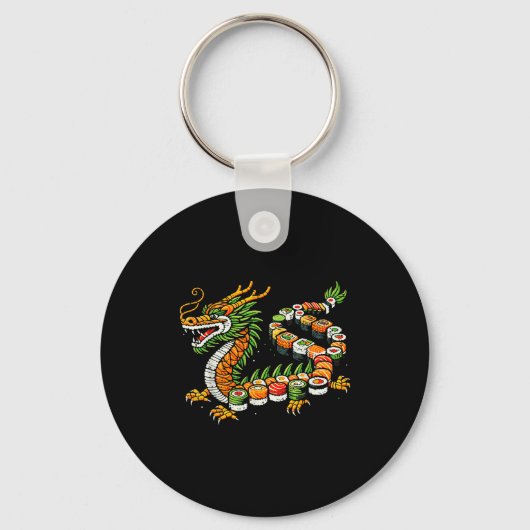 Japanese Dragon Sushi Funny Japanese Food Art Men  Sleutelhanger (Voorkant)