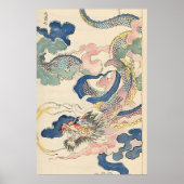 Japanese Dragon Ukiyo-e Art Print Edo-Period Cloud (Voorkant)