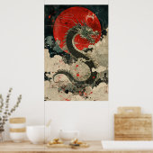 Japanese Dragon Ukiyo-e – Mythical Power Poster (Keuken)