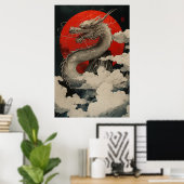Japanese Dragon Ukiyo-e – Mythical Power Poster (Thuiskantoor)
