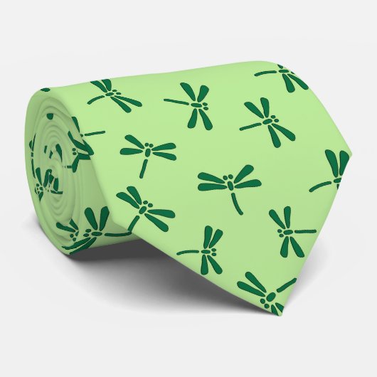 Japanese Dragonfly Pattern, Light Jade Green Stropdas (Opgerold)