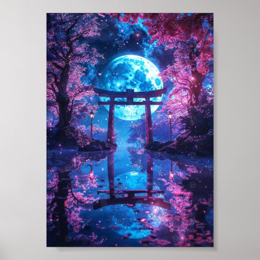 Japanese Enchanted Moonlit Torii Poster (Voorkant)