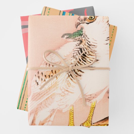 JAPANESE FALCON WOODBLOCK AFDRUKWEEKSCHERMEN INPAKPAPIER VEL (In situ)