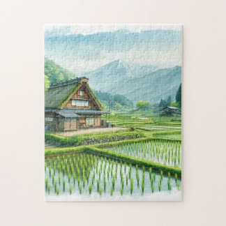 Japanese Farmhouse and Rice Fields – Rural Puzzle Legpuzzel