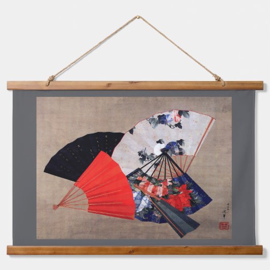 Japanese Five Fans, Hokusai, Ukiyoe Hangend Wandkleed (Voorkant)