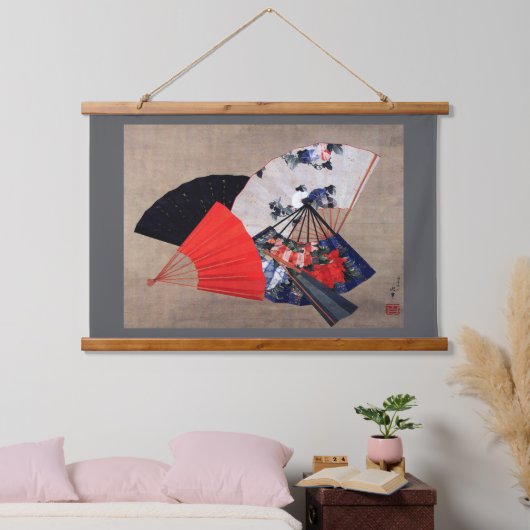 Japanese Five Fans, Hokusai, Ukiyoe Hangend Wandkleed (Slaapkamer)