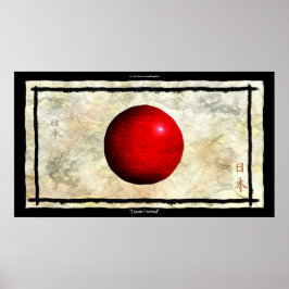 JAPANESE FLAG Antiek-achtige Art Poster