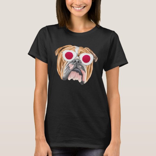 Japanese Flag Bulldog Dog Japan Pocket T-shirt (Voorkant)