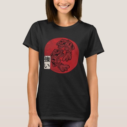 Japanese Flag Koi Fish Koi Carp Aquarium Koi Kanji T-shirt (Voorkant)