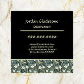 Japanese Floral Bamboo Sage Green Black Template Vierkante Visitekaartje