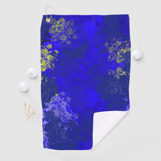Japanese floral blue patterns golfhanddoek (Insitu)