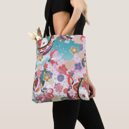 Japanese Floral Pattern Canvas tas