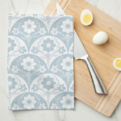 Japanese Floral Pattern in Soft Blue and White Theedoek (Quarter Fold)