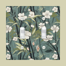 Japanese Floral Print in White Sage and Salmon