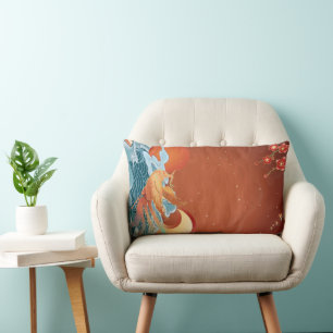 Japanese Floral - Roest Sinaasappel Elegant Fabric Kussen