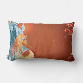 Japanese Floral - Roest Sinaasappel Elegant Fabric Kussen
