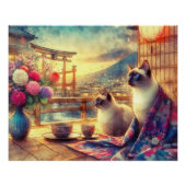 Japanese flower and siamese cat perfect poster (Voorkant)