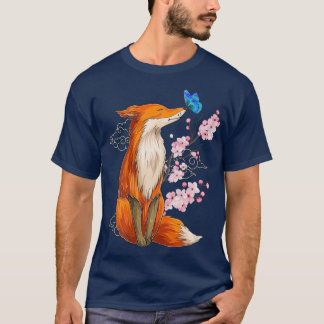 Japanese Fox Cherry blossom Flower sakura trees Ka T-shirt