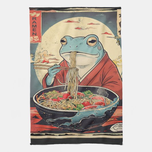 Japanese Frog Ramen Anime fans Theedoek (Verticaal)