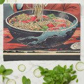 Japanese Frog Ramen Ukiyo-e Aesthetic Gift Theedoek (Gevouwen)