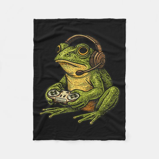 Japanese Gamer Frog Art Men Women Boys Funny Vinta Fleece Deken (Voorkant)