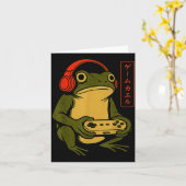 Japanese Gamer Frog Art Men Women Boys Funny Vinta Kaart (Gele Bloem)
