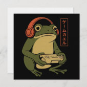 Japanese Gamer Frog Funny Vintage Gaming  Kaart (Voorkant / Achterkant)
