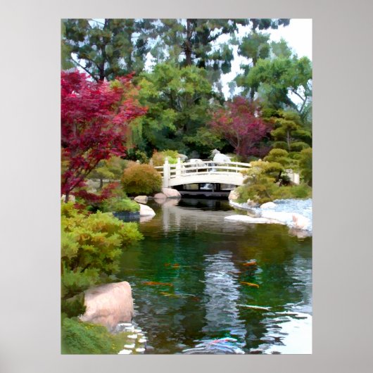 Japanese Garden Bridge and Koi Pond Poster (Voorkant)