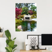 Japanese Garden Bridge and Koi Pond Poster (Thuiskantoor)