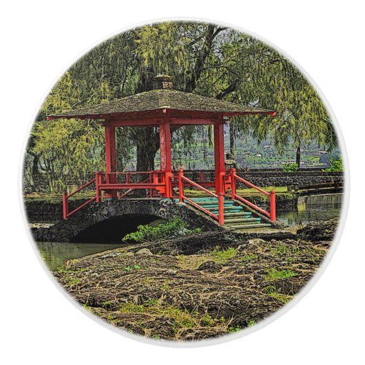 JAPANESE GARDEN CERAMIC KNOB/PULL KERAMISCHE KNOP (Voorkant)