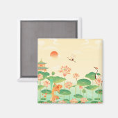 Japanese Garden Koi Pond and Waterlilies Art Magneet (Voorkant / Achterkant)
