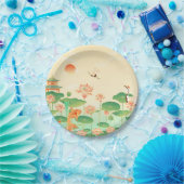 Japanese Garden Koi Pond and Waterlilies Art Papieren Bordje (Feest)