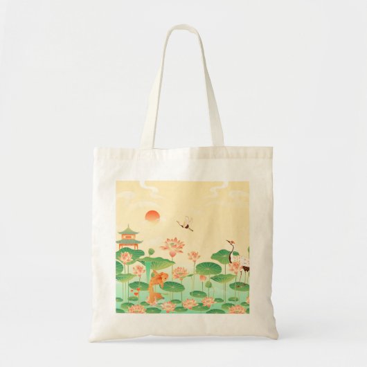 Japanese Garden Koi Pond and Waterlilies Art Tote Bag (Voorkant)