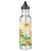 Japanese Garden Koi Pond and Waterlilies Art Waterfles (Links)