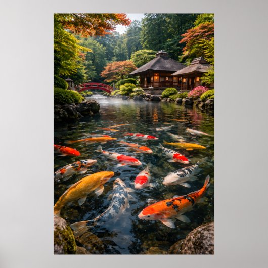Japanese Garden & Koi Pond - Photographic Image Poster (Voorkant)