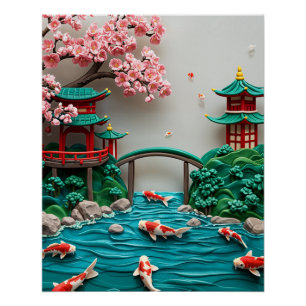Japanese Garden Scene Perfect Poster