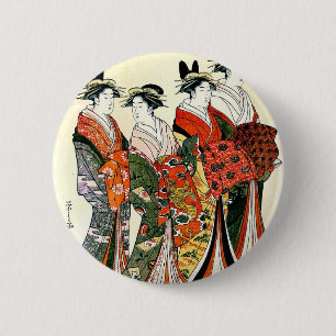 JAPANESE GEISHA  ART RONDE BUTTON 5,7 CM