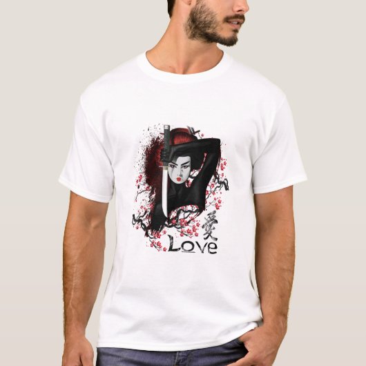 JAPANESE GEISHA ASSASSIN NINJA MET SWORD T-SHIRT (Voorkant)