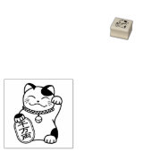 Japanese Good Luck Cat, Maneki Neko 1x1 Rubberstempel (Gestempeld)